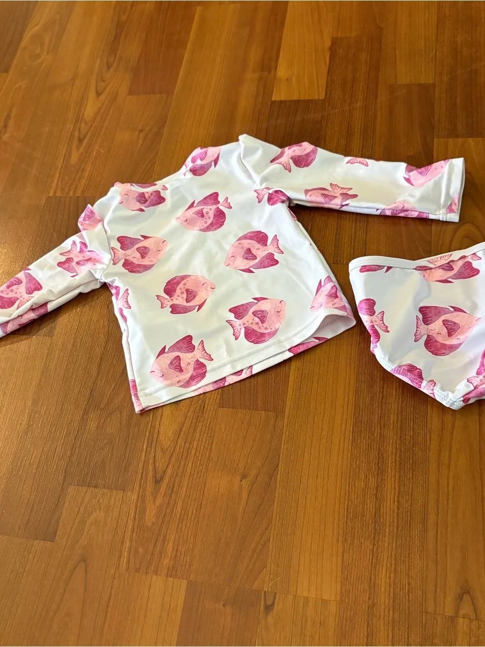 Carter's White Long-Sleeve Rashguard Set with Pink Fish Print 12 month